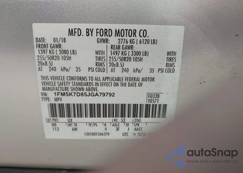 2018 Ford Explorer Xlt from USA, damaged, VIN 1FM5K7D85JGA79792